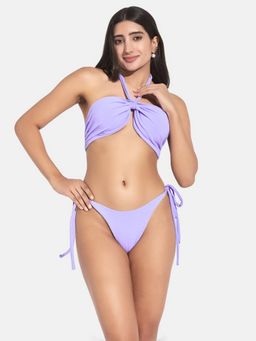 Secrets By ZeroKaata - Women Ribbed Halter Beach Wear Swim Bikini Set