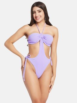 Secrets By ZeroKaata - Women Ribbed Halter Beach Wear Swim Bodysuit