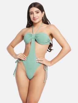 Secrets By ZeroKaata - Women Ribbed Halter Beach Wear Swim Bodysuit