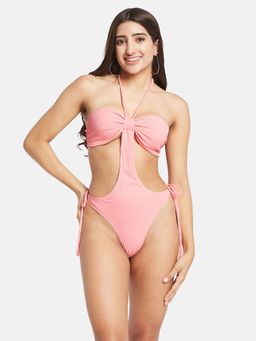 Secrets By ZeroKaata - Women Ribbed Halter Beach Wear Swim Bodysuit
