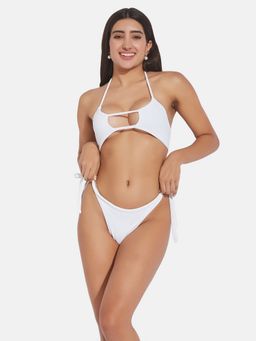 Secrets By ZeroKaata - Women Ribbed Halter Beach Wear Swim Bikini Set