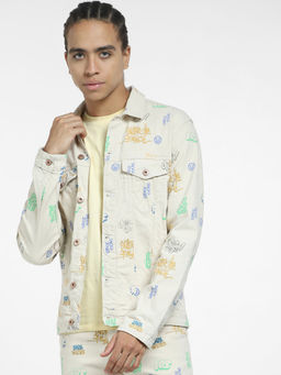 Jack & Jones - Men Printed Beige Jacket