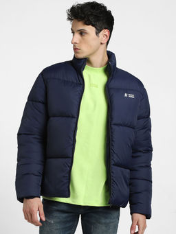 Jack & Jones - Men Solid Navy Blue Jacket