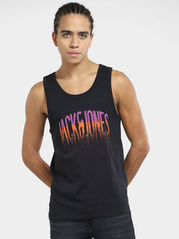 Jack & Jones - Men Printed Black Vest