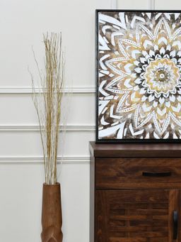 At Home by Nilkamal - White Lady Dry Stick Wicker (White & Gold)