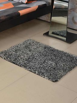 At Home by Nilkamal - Lurex Shaggy Rug (Black & White)