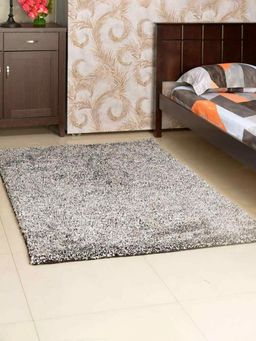 At Home by Nilkamal - Lurex Shaggy Rug (Black & White)