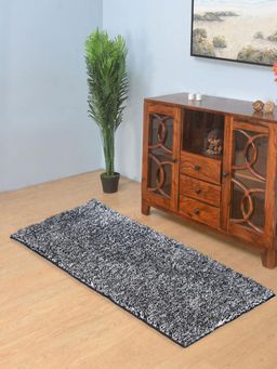 At Home by Nilkamal - Lurex Shaggy Rug (Black)