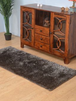 At Home by Nilkamal - Lurex Shaggy Area Rug (Black)