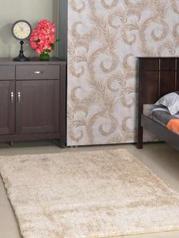 At Home by Nilkamal - Lurex Shaggy Rug (Sand)