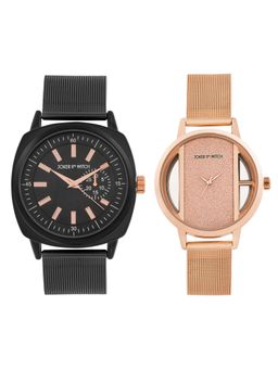 Joker and Witch - Joker & Witch Unisex Stephen & Lucy Black Dial Analog Couple Watch - JWCW512 (M)