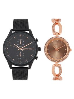 Joker and Witch - Joker & Witch Unisex Theo & Pearl Pink Dial Analog Couple Watch - JWCW516 (M)