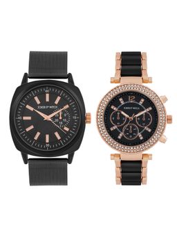 Joker and Witch - Joker & Witch Unisex Noah & Rose Black Dial Analog Couple Watch - JWCW517 (M)
