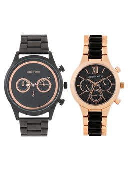 Joker and Witch - Joker & Witch Unisex Caleb & Anna Black Dial Analog Couple Watch - JWCW523 (M)
