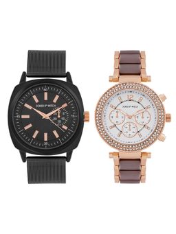 Joker and Witch - Joker & Witch Unisex Wrigley & Pippa Black Dial Analog Couple Watch - JWCW524 (M)