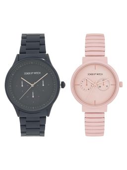 Joker and Witch - Joker & Witch Unisex Daniel & Claire Black Dial Analog Couple Watch - JWCW525 (M)