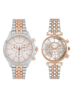 Joker and Witch - Joker & Witch Unisex Logan & Reese Silver Dial Analog Couple Watch - JWCW532 (M)