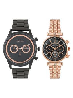Joker and Witch - Joker & Witch Unisex Julian & Lily Black Dial Analog Couple Watch - JWCW533 (M)