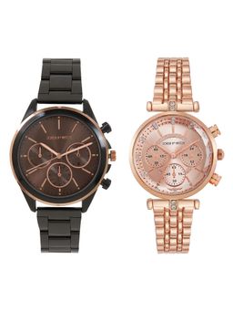 Joker and Witch - Joker & Witch Unisex Milo & Sage Brown Dial Analog Couple Watch - JWCW534 (M)