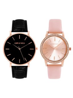 Joker and Witch - Joker & Witch Unisex Jackson & Grace Black Dial Analog Couple Watch - JWCW539 (M)