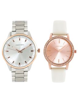 Joker and Witch - Joker & Witch Unisex Lucas & Ella Silver Dial Analog Couple Watch - JWCW540 (M)