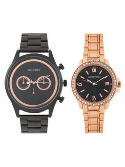Joker and Witch - Joker & Witch Unisex Calvin & Brooke Black Dial Analog Couple Watch - JWCW546 (M)