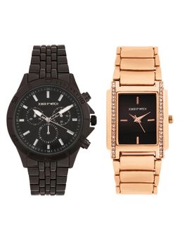 Joker and Witch - Joker & Witch Unisex Asher & Rowan Black Dial Analog Couple Watch - JWCW547 (M)