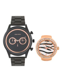 Joker and Witch - Joker & Witch Unisex Holden & Sienna Black Dial Analog Couple Watch - JWCW558 (M)