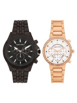 Joker and Witch - Joker & Witch Unisex Theo & Celine Black Dial Analog Couple Watch - JWCW560 (M)