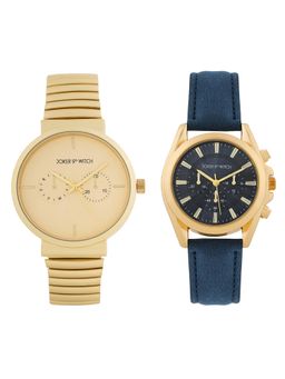 Joker and Witch - Joker & Witch Unisex Nathaniel & Iris Gold Dial Analog Couple Watch - JWCW563 (M)