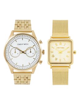 Joker and Witch - Joker & Witch Unisex Rowan & Celeste Gold Dial Analog Couple Watch - JWCW570 (M)