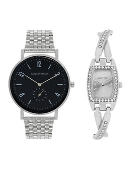 Joker and Witch - Joker & Witch Unisex Theo & Blythe Black Dial Analog Couple Watch - JWCW572 (M)