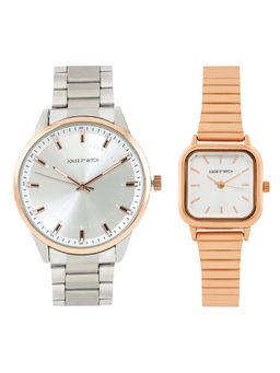 Joker and Witch - Joker & Witch Unisex Spencer & Noelle Silver Dial Analog Couple Watch - JWCW573 (M)
