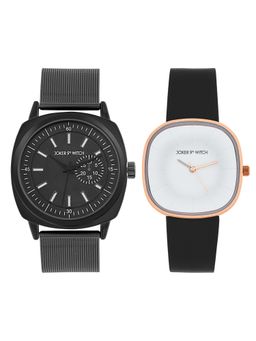 Joker and Witch - Joker & Witch Unisex Maxwell & Laurel Black Dial Analog Couple Watch - JWCW575 (M)