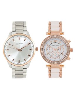 Joker and Witch - Joker & Witch Unisex Alfie & Romy White Dial Analog Couple Watch - JWCW577 (M)