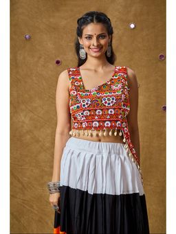 SALWAR STUDIO - Maroon Mirror Work Readymade Padded Blouse