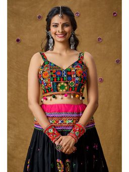 SALWAR STUDIO - Red Mirror Work Readymade Padded Blouse