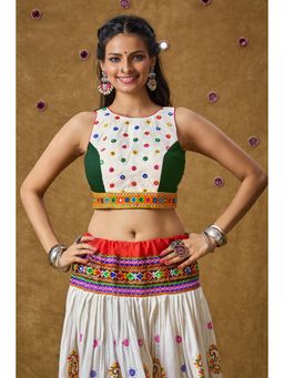 SALWAR STUDIO - Green Mirror Work Readymade Padded Blouse