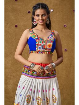 SALWAR STUDIO - Blue Mirror Work Readymade Padded Blouse