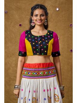 SALWAR STUDIO - Multicolor Mirror Work Readymade Padded Blouse