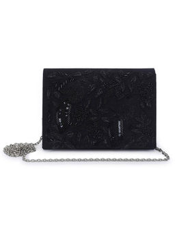 The Purple Sack - Black Embroidered Sling Bag