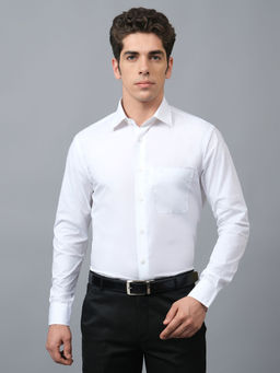 Cantabil - Mens Solid White Shirt Collar Full Sleeves Formal Shirt