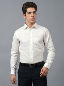 Cantabil - Mens Checkered Cream Shirt Collar Full Sleeves Party Wear Shirt