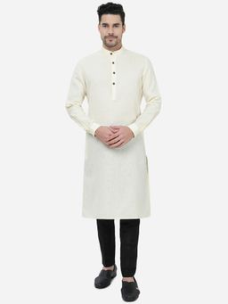 JadeBlue - Men Lemon Yellow Solid Regular Fit Kurta