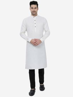 JadeBlue - Men White Solid Regular Fit Modi Kurta