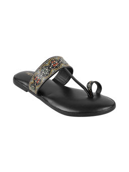 Metro - Women's Black Festive Slip Ons