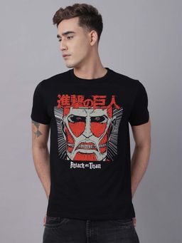 Free Authority - Official Colossal Titan Attack On Titan Printed Regular Fit Tshirt for Men
