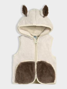 Mi Arcus - Sleeveless Contrast Patch Pocket Hooded Jacket