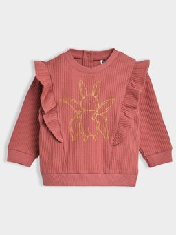 Mi Arcus - Solid Glitter Design Rust Round Neck Full Sleeves Sweatshirt