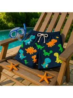 Bubble Berry - Boys Dino Swim Trunks, Quick Dry, Comfortable Dinosaur Print